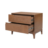 Nightstand End Table Bed Beside Table Storage Sofa Side Table with 2 Drawers & Asymmetric Geometric Design, Brown