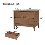 Nightstand End Table Bed Beside Table Storage Sofa Side Table with 2 Drawers & Asymmetric Geometric Design, Brown