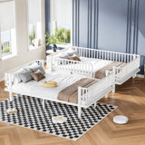 Queen over Queen Bunk Bed with Ladder & Guardrails, Convertible Metal Bed Frame into 2 Platform Beds