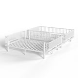 Queen over Queen Bunk Bed with Ladder & Guardrails, Convertible Metal Bed Frame into 2 Platform Beds
