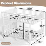 Queen over Queen Bunk Bed with Ladder & Guardrails, Convertible Metal Bed Frame into 2 Platform Beds