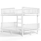 Queen over Queen Bunk Bed with Ladder & Guardrails, Convertible Metal Bed Frame into 2 Platform Beds