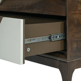 2-Drawer Nightstand End Table Bed Beside Table Japandi Storage Sofa Side Table with 2-Tone Geometric & Angled Patchwork Design
