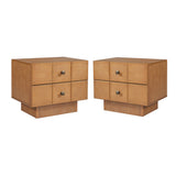 2-Drawer Nightstand End Table Storage Sofa Side Table Bed Beside Table with Brass Knobs
