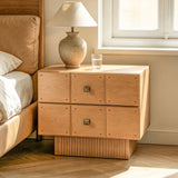 2-Drawer Nightstand End Table Storage Sofa Side Table Bed Beside Table with Brass Knobs