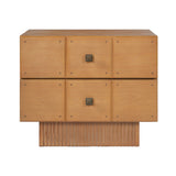 2-Drawer Nightstand End Table Storage Sofa Side Table Bed Beside Table with Brass Knobs