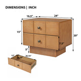 2-Drawer Nightstand End Table Storage Sofa Side Table Bed Beside Table with Brass Knobs