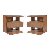 Floating Nightstand End Table 3-Tier Sofa Side Table Bed Beside Table with Drawer & Open Storage Shelves