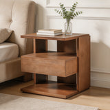 Floating Nightstand End Table 3-Tier Sofa Side Table Bed Beside Table with Drawer & Open Storage Shelves