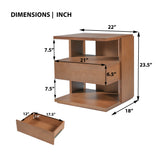 Floating Nightstand End Table 3-Tier Sofa Side Table Bed Beside Table with Drawer & Open Storage Shelves