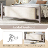 King Size Upholstered Platform Bed Frame French Farmhouse Bed with Velvet Button Tufted Headboard & Footboard