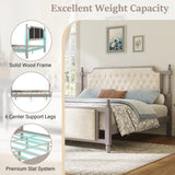 King Size Upholstered Platform Bed Frame French Farmhouse Bed with Velvet Button Tufted Headboard & Footboard
