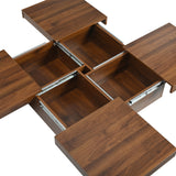 39.4" Square Veneer Coffee Table with Sliding Top & Under Lid Storage for Living Room, Apartment