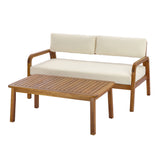 2pcs Outdoor Sofa Set Patio Conversation Chat Set Garden Seating Group with Loveseat, Coffee Table & Water-Resistant Cushion