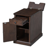 Classic Side Table, End Table with Charging Station, Drawer, Storage Cabinet for Living Romm & Bedroom