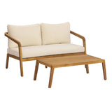 2pcs Patio Sofa Set Outdoor Conversation Chat Set Garden Seating Furniture Set with Water-Resistant Cushion, Coffee Table & Loveseat