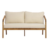 2pcs Patio Sofa Set Outdoor Conversation Chat Set Garden Seating Furniture Set with Water-Resistant Cushion, Coffee Table & Loveseat