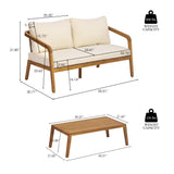 2pcs Patio Sofa Set Outdoor Conversation Chat Set Garden Seating Furniture Set with Water-Resistant Cushion, Coffee Table & Loveseat
