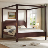 Wooden Canopy Platform Bed Frame with Headboard & Support Legs, 4-Poster Bed Frame, No Box Spring Required, Queen Size