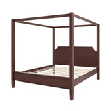 Wooden Canopy Platform Bed Frame with Headboard & Support Legs, 4-Poster Bed Frame, No Box Spring Required, Queen Size