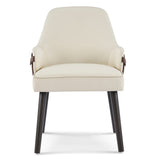 Set of 2 Ergonomic Dining Chair Modern Upholstered Accent Chair Padded Armchair with Sturdy Wood Frame, Beige & Brown