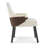 Set of 2 Ergonomic Dining Chair Modern Upholstered Accent Chair Padded Armchair with Sturdy Wood Frame, Beige & Brown