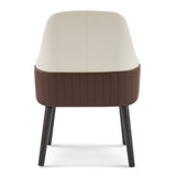 Set of 2 Ergonomic Dining Chair Modern Upholstered Accent Chair Padded Armchair with Sturdy Wood Frame, Beige & Brown