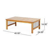 Outdoor Acacia Wood Loveseat with Coffee Table, 2-Piece Patio Furniture Set with Water-Resistant Cushions
