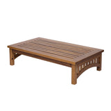 Mid-Century Modern Coffee Table Acacia Wood Slatted Outdoor Coffee Table, Weather-Resistant Patio Accent Table, Natural