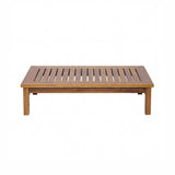 Mid-Century Modern Coffee Table Acacia Wood Slatted Outdoor Coffee Table, Weather-Resistant Patio Accent Table, Natural