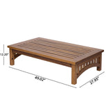 Mid-Century Modern Coffee Table Acacia Wood Slatted Outdoor Coffee Table, Weather-Resistant Patio Accent Table, Natural