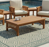 Mid-Century Modern Coffee Table Acacia Wood Slatted Outdoor Coffee Table, Weather-Resistant Patio Accent Table, Natural