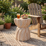 Modern End Table Lightweight Concrete Outdoor Side Table, Hourglass Patio End Table, Weather-Resistant Accent Table