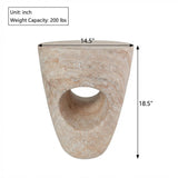Modern Minimalist Side Table, Sculptural Hollow Accent Table, Lightweight Concrete Drum End Table for Indoor/Outdoor Use