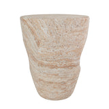 Modern Minimalist Side Table, Sculptural Hollow Accent Table, Lightweight Concrete Drum End Table for Indoor/Outdoor Use