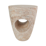 Modern Minimalist Side Table, Sculptural Hollow Accent Table, Lightweight Concrete Drum End Table for Indoor/Outdoor Use
