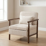 Mid Century Modern Accent Chair, Corduroy Armchairs with Hidden Storage Space & Waist Cushion for Reading, Bedroom, Living Room