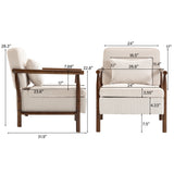 Mid Century Modern Accent Chair, Corduroy Armchairs with Hidden Storage Space & Waist Cushion for Reading, Bedroom, Living Room