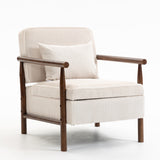 Mid Century Modern Accent Chair, Corduroy Armchairs with Hidden Storage Space & Waist Cushion for Reading, Bedroom, Living Room