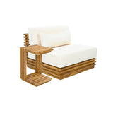 2pcs Patio Club Chair Set Outdoor Conversation Chat Set Garden Seating Furniture Set with Water-Resistant Cushion & End Table,Beige+Natural