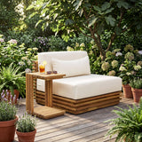 2pcs Patio Club Chair Set Outdoor Conversation Chat Set Garden Seating Furniture Set with Water-Resistant Cushion & End Table,Beige+Natural