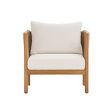 Outdoor Club Chair Patio Accent Chair Leisure Armchair with Water-repellent Cushion & Weather-Resistant Wood Frame