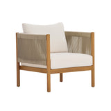 Outdoor Club Chair Patio Accent Chair Leisure Armchair with Water-repellent Cushion & Weather-Resistant Wood Frame