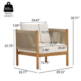 Outdoor Club Chair Patio Accent Chair Leisure Armchair with Water-repellent Cushion & Weather-Resistant Wood Frame