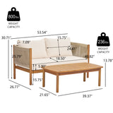 2pcs Patio Seating Set Outdoor Sofa Set Conversation Chat Set Garden Furniture Set with Water-repellent Cushion & Coffee Table