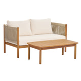 2pcs Patio Seating Set Outdoor Sofa Set Conversation Chat Set Garden Furniture Set with Water-repellent Cushion & Coffee Table