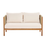 2pcs Patio Seating Set Outdoor Sofa Set Conversation Chat Set Garden Furniture Set with Water-repellent Cushion & Coffee Table