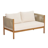 2pcs Patio Seating Set Outdoor Sofa Set Conversation Chat Set Garden Furniture Set with Water-repellent Cushion & Coffee Table