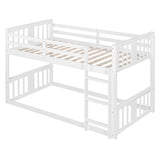 Twin Over Twin Pinewood Bunk Bed with Ladder & Full-Length Guardrails for Small Space, Apartment