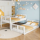 Twin Over Twin Pinewood Bunk Bed with Ladder & Full-Length Guardrails for Small Space, Apartment
